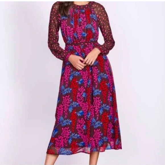 Boden Erica floral and leopard Dress - Red and Blue - Picture 2 of 6